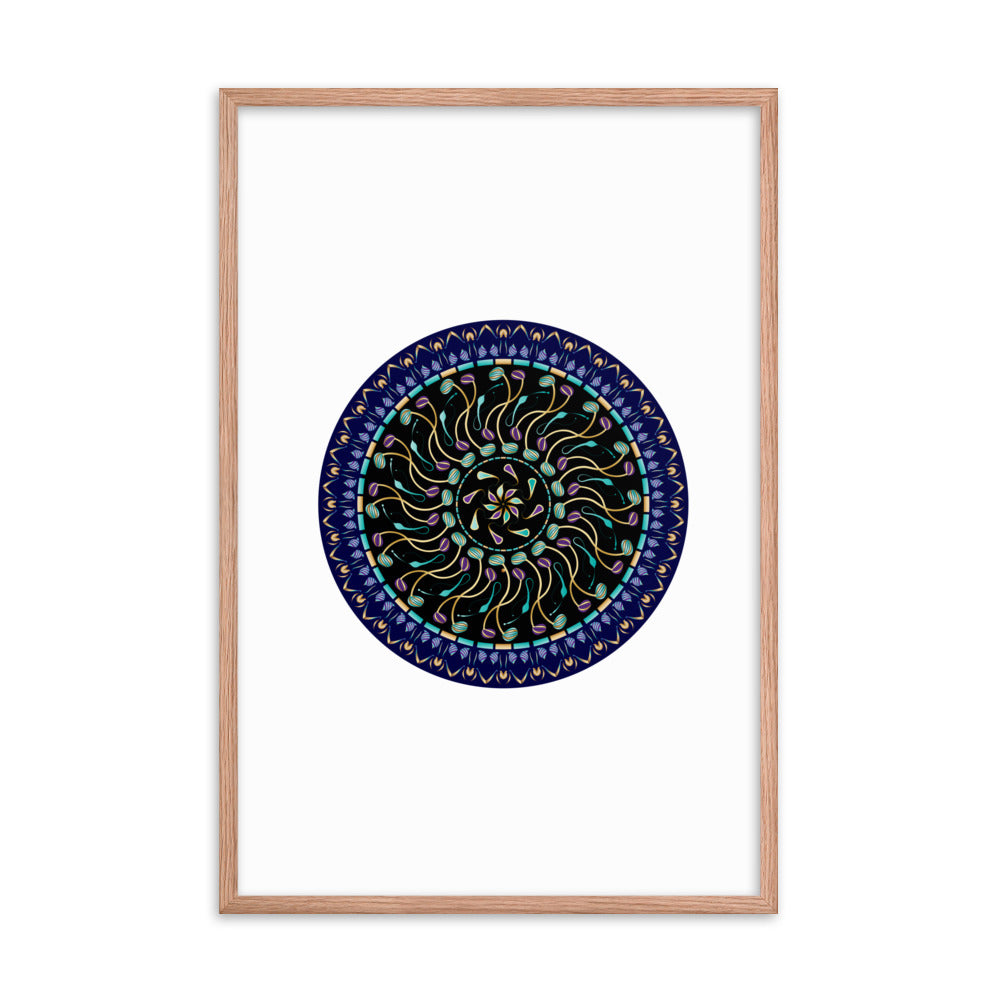 Framed poster Kuklos No 4488 Mandala Aqua - Gold Free Shipping