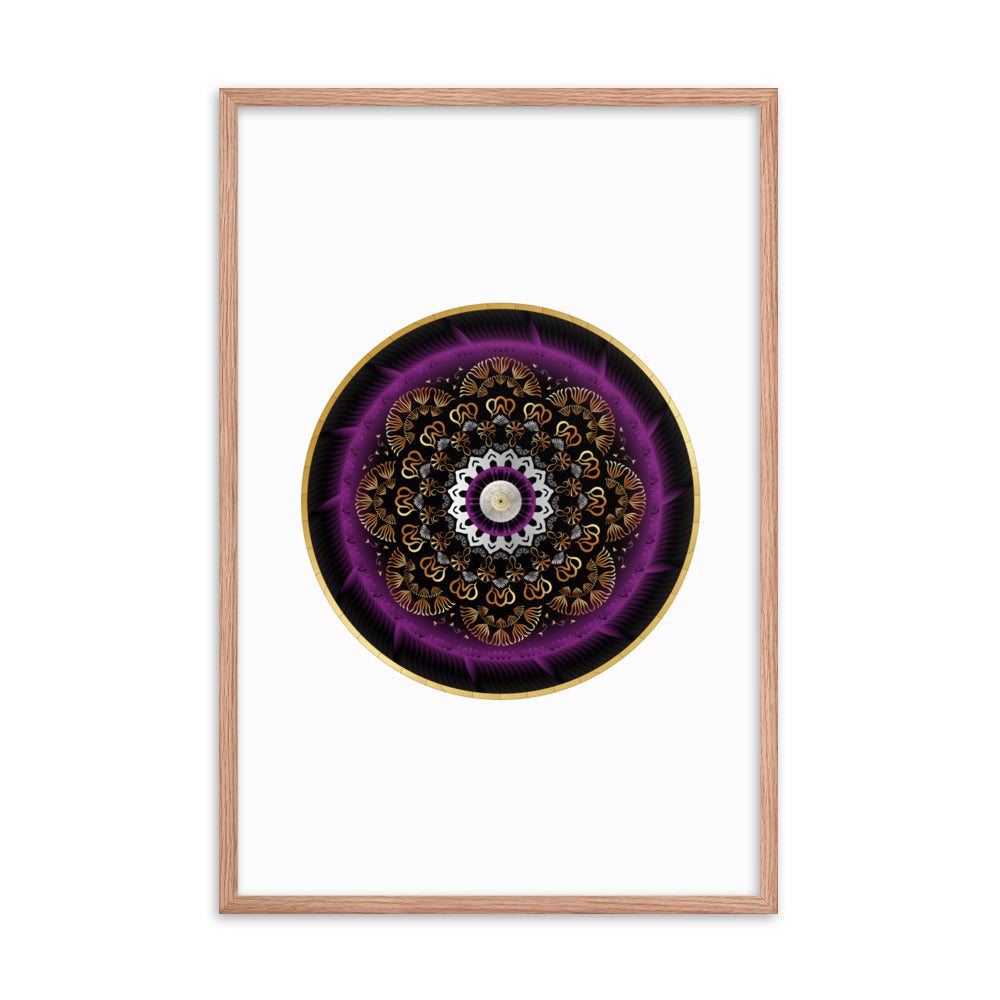 Framed poster Kuklos No 4497 Mandala Silver - Purple - Gold Free Shipping