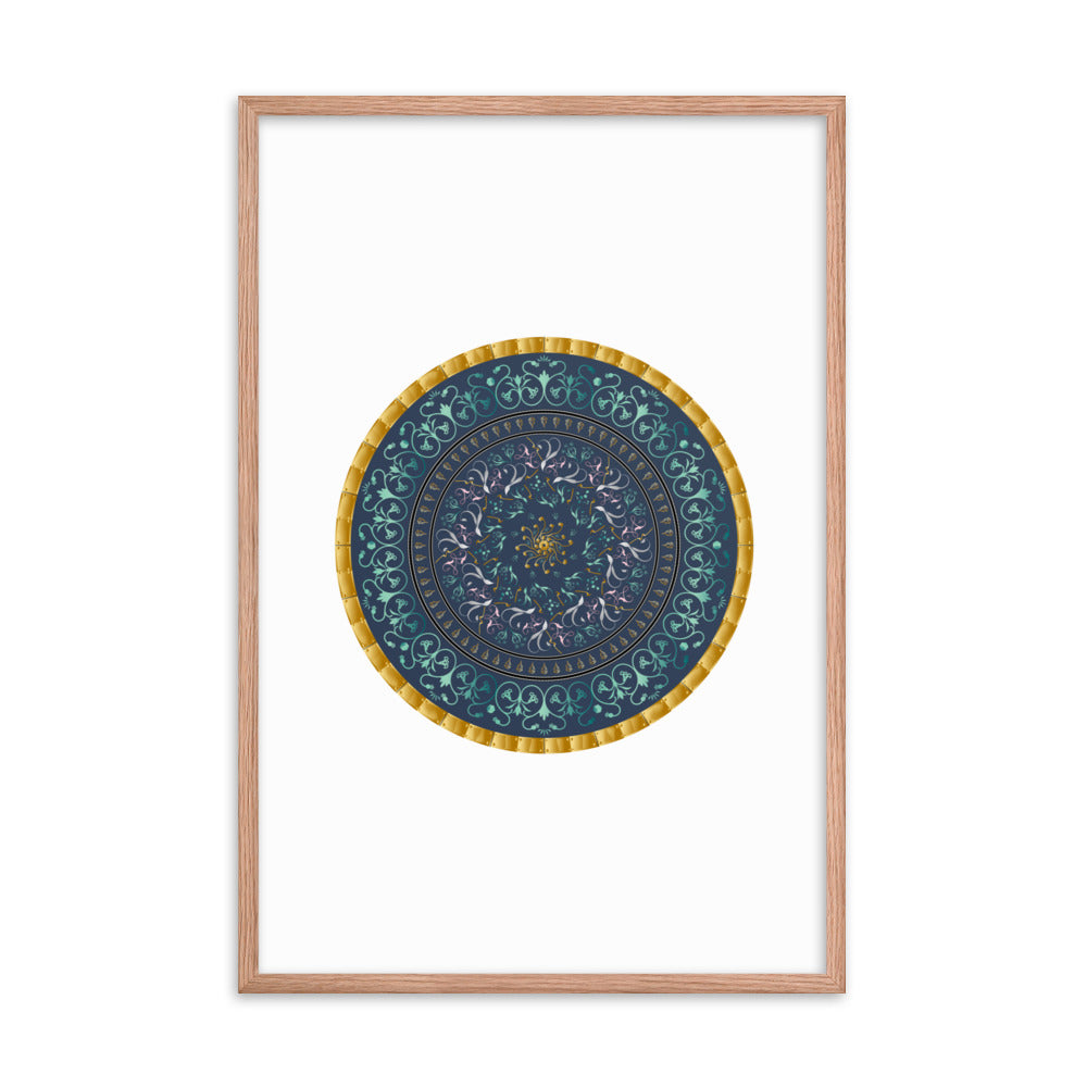 Framed poster Kuklos No 4495 Mandala Aqua - Gold Free Shipping