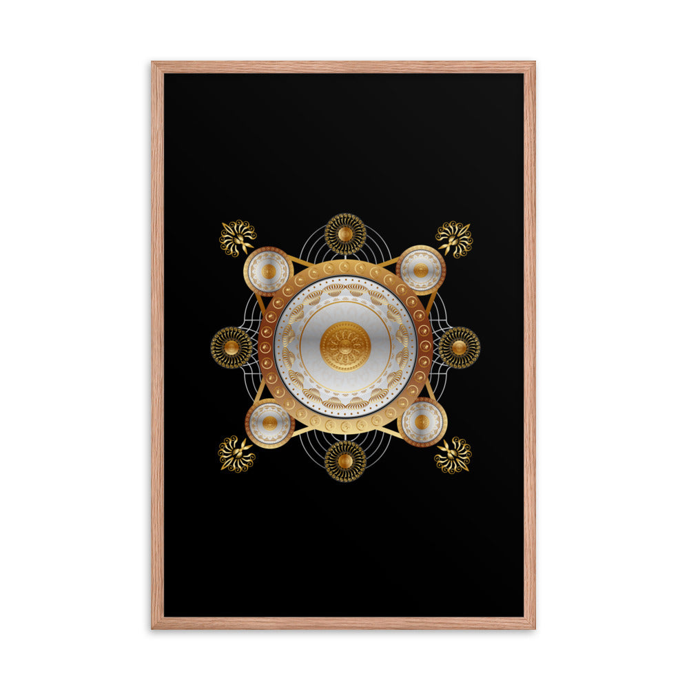 Framed Poster Kuklos No 4029 Mandala Silver - Gold Free Shipping