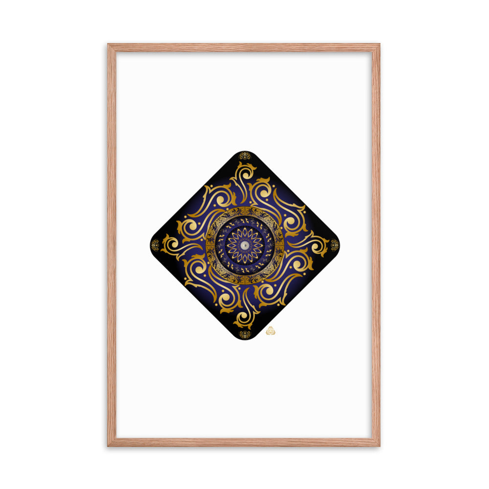 Framed Poster Kuklos No 4089 Mandala Dark Navy Blue- Gold Free Shipping