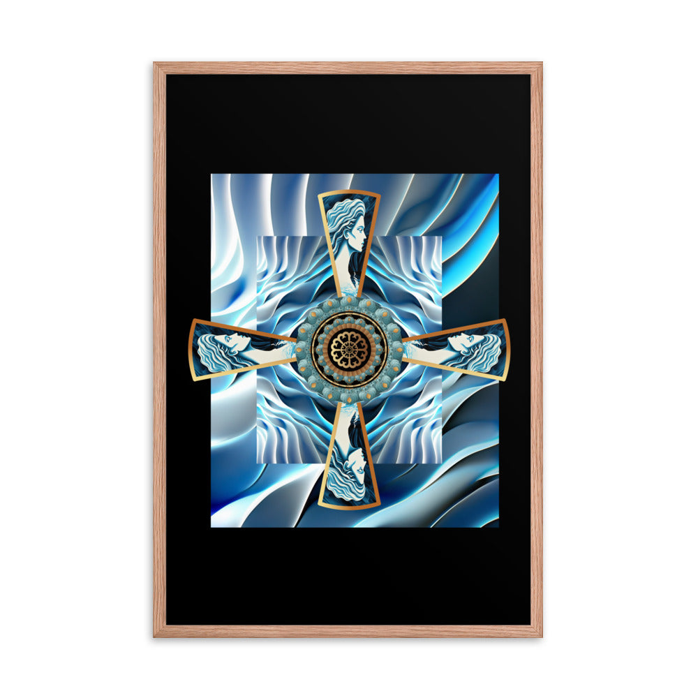 Framed Poster Kuklos No 4499 Mandala Aqua - Gold Free Shipping