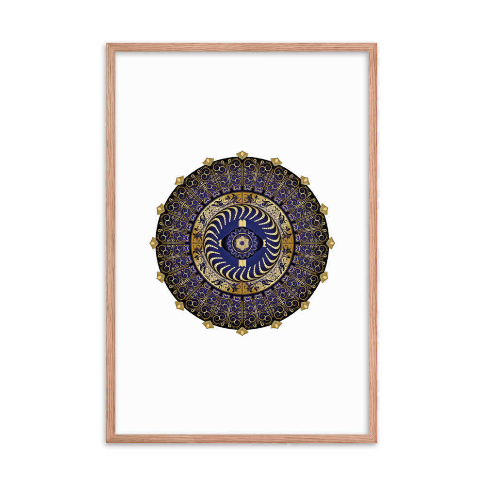 Framed Poster Circulosity No 2987 Mandala Navy - Gold Free Shipping