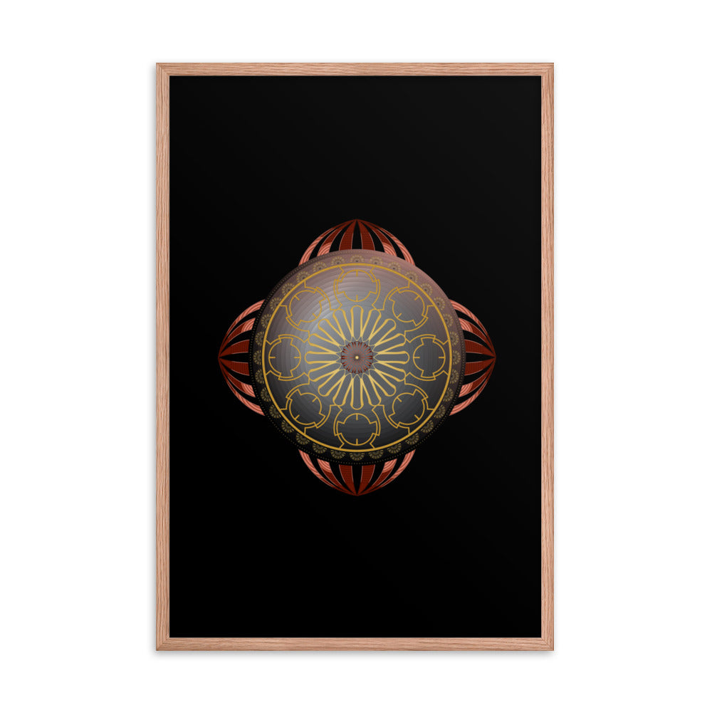 Framed Poster Circulosity No 2936 Mandala Copper - Gold Free Shipping