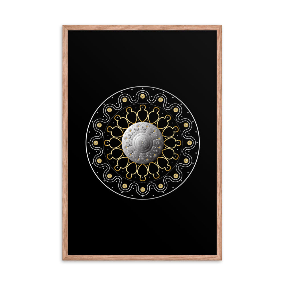 Framed Poster Circulosity No 2810 Mandala Silver - Gold Free Shipping