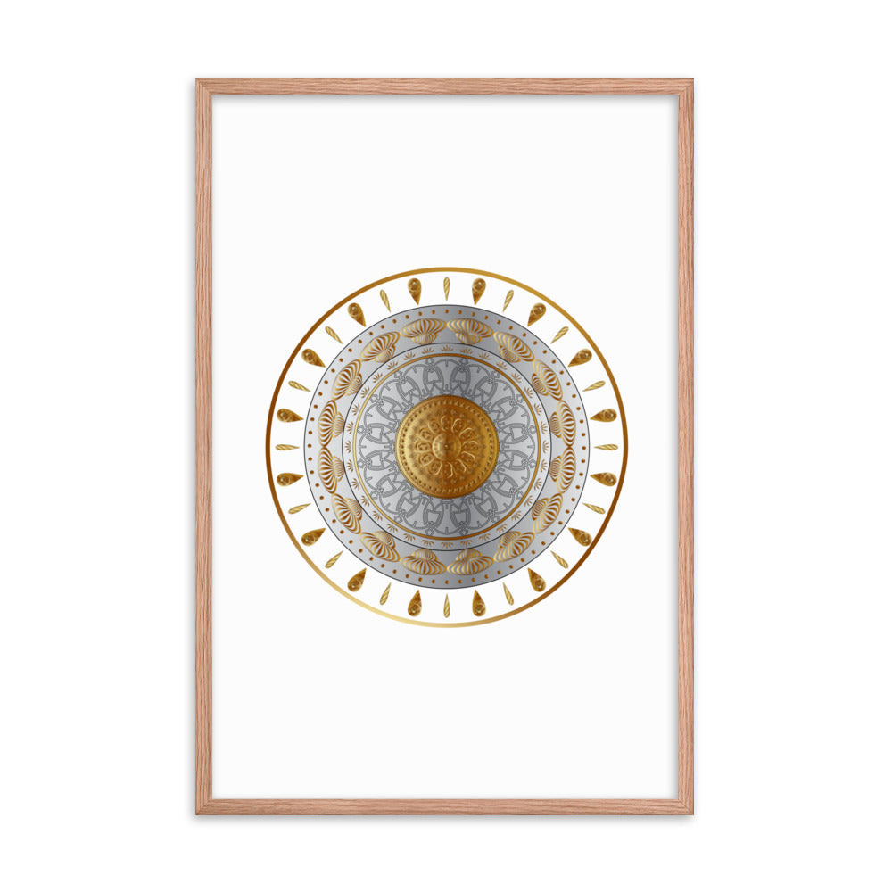 Framed Poster Circumplexical No 3531 Mandala Aqua - Gold Free Shipping