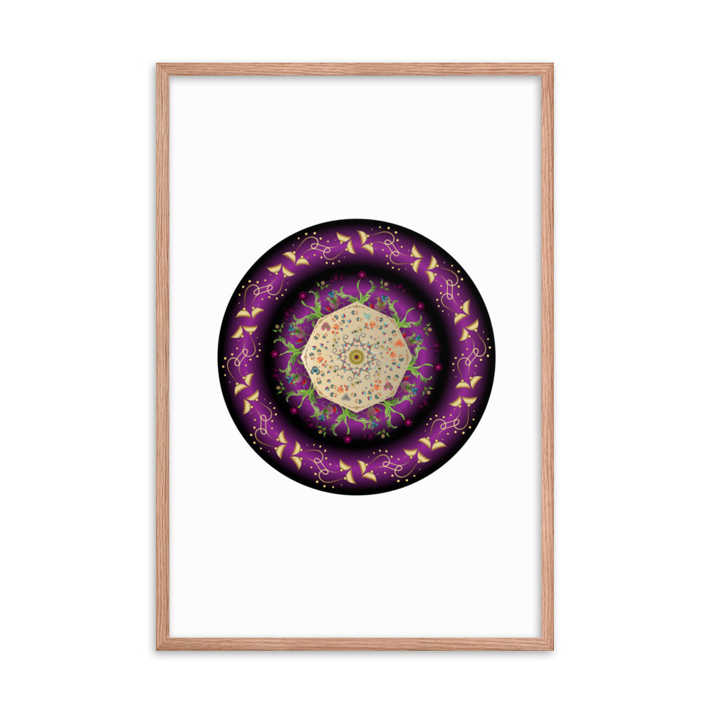 Framed Poster Circumplexical No 3676 Mandala Purple - Gold Free Shipping