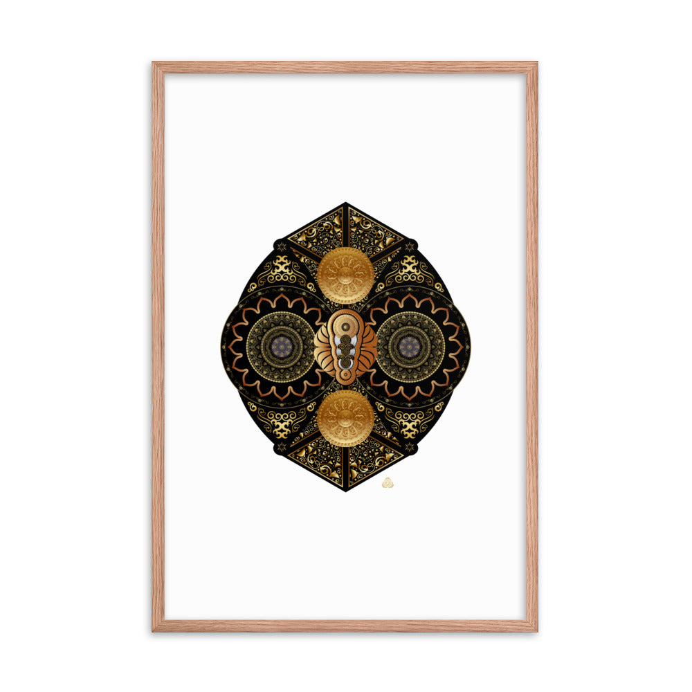 Framed Poster Circumplexical No 3927 Intricate Mandala Black - Gold Free Shipping