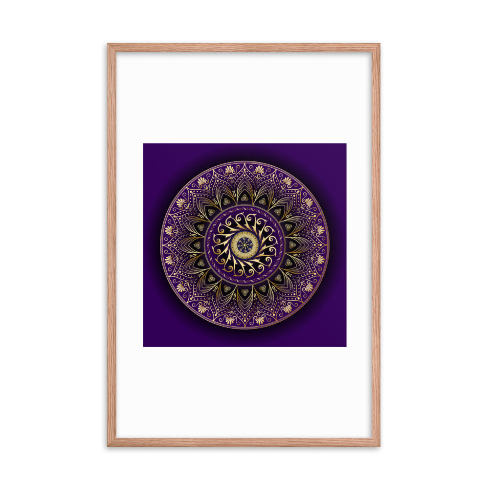 Framed Poster Circumplexical No 4006 Mandala Purple - Gold Free Shipping