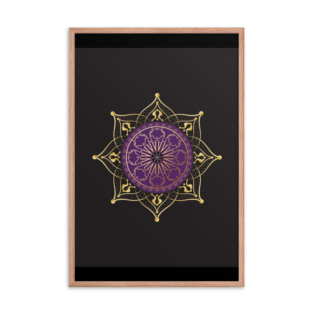 Framed Poster Circumplexical No 4017 Mandala Purple - Gold Free Shipping