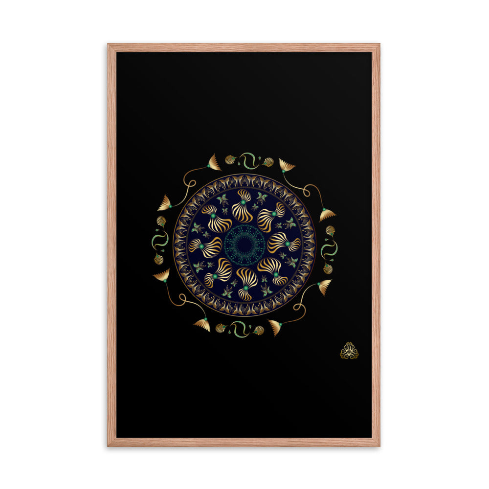 Framed Poster Kuklos No 4315 Intricate Mandala Black - Gold Free Shipping