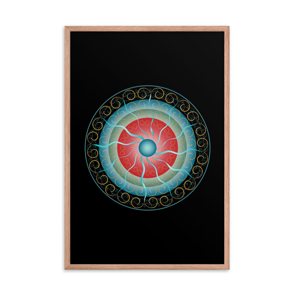 Framed Poster Complexical No 2155 Mandala Black - Red - Gold Free Shipping