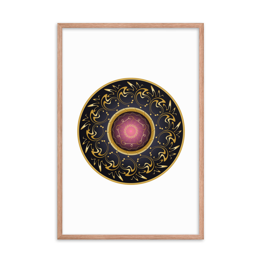 Framed Poster Complexical No 2155 Mandala Black - Red - Gold Free Shipping