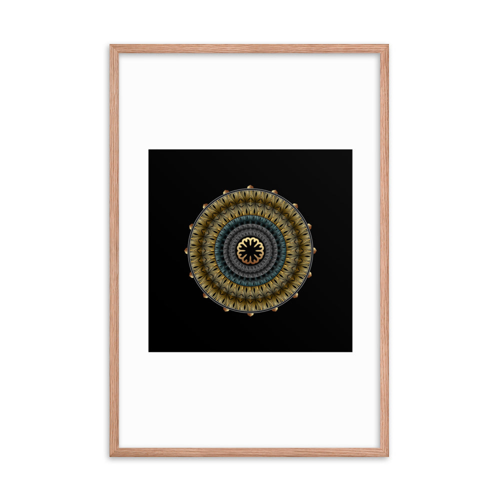 Framed Poster Kuklos No 4439 Mandala Black - Gold Free Shipping