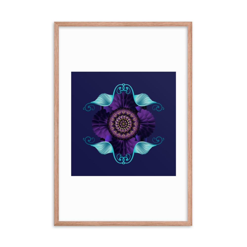 Framed Poster Kuklos No 4364 Mandala Aqua - Purple - Gold Free Shipping