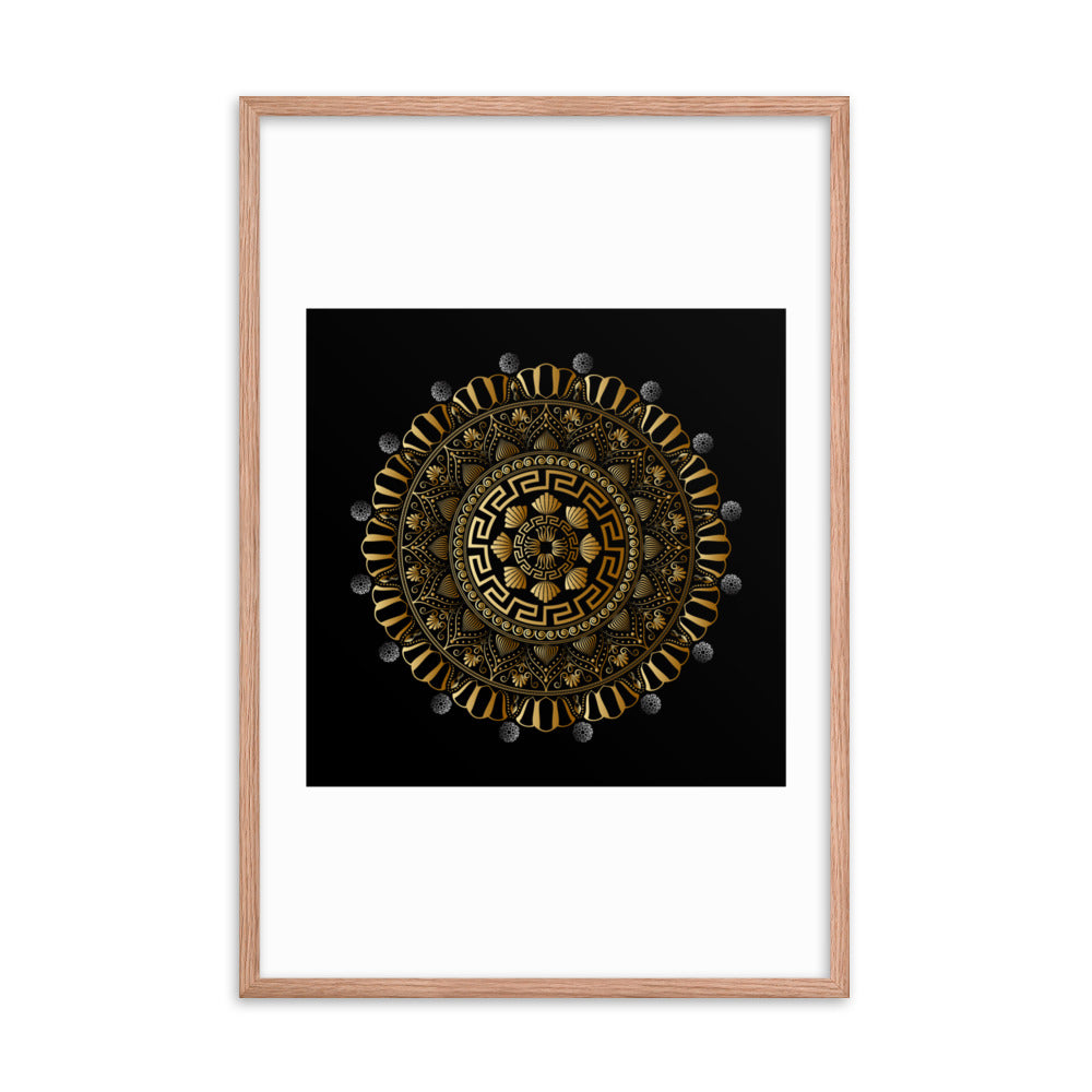 Framed Poster Kuklos No 4354 Mandala Black - Gold Free Shipping