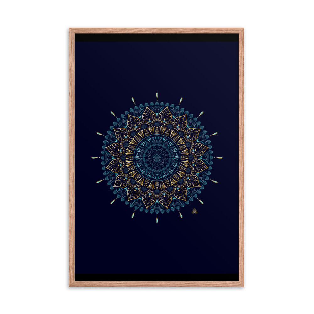 Framed Poster Kuklos No 4331 Mandala Aqua - Gold Free Shipping