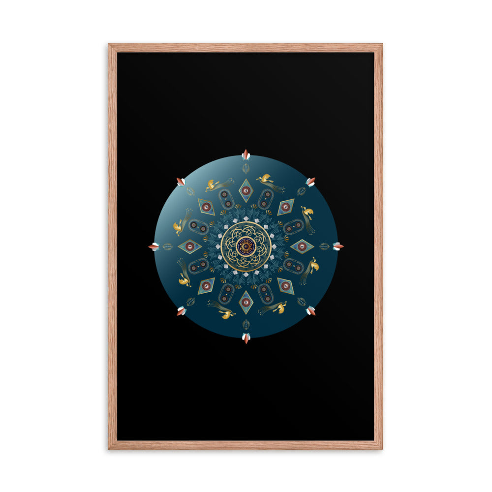 Framed Poster Kuklos No 4454 Mandala Viridian Green - Gold Free Shipping