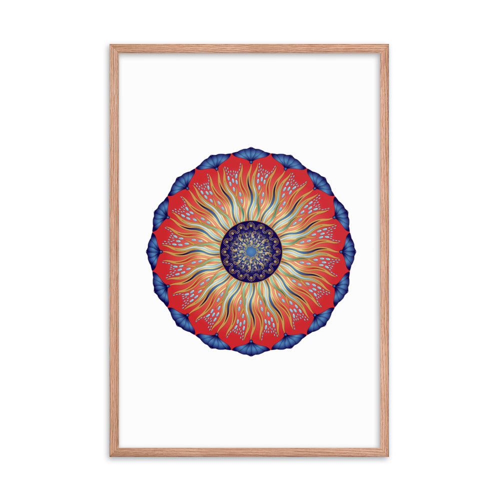 Framed Poster Circularium No 2627 Mandala Navy - Red - Gold Free Shipping