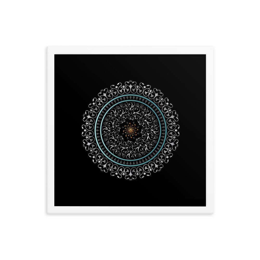 Framed poster Kuklos No 4496 Mandala Silver - Aqua - Gold Free Shipping