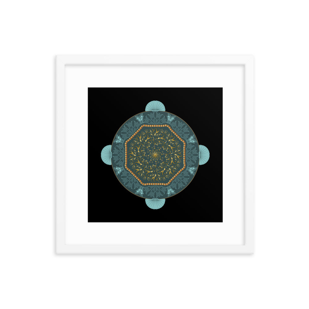 Framed poster Kuklos No 4484 Mandala Gold - Aqua Free Shipping