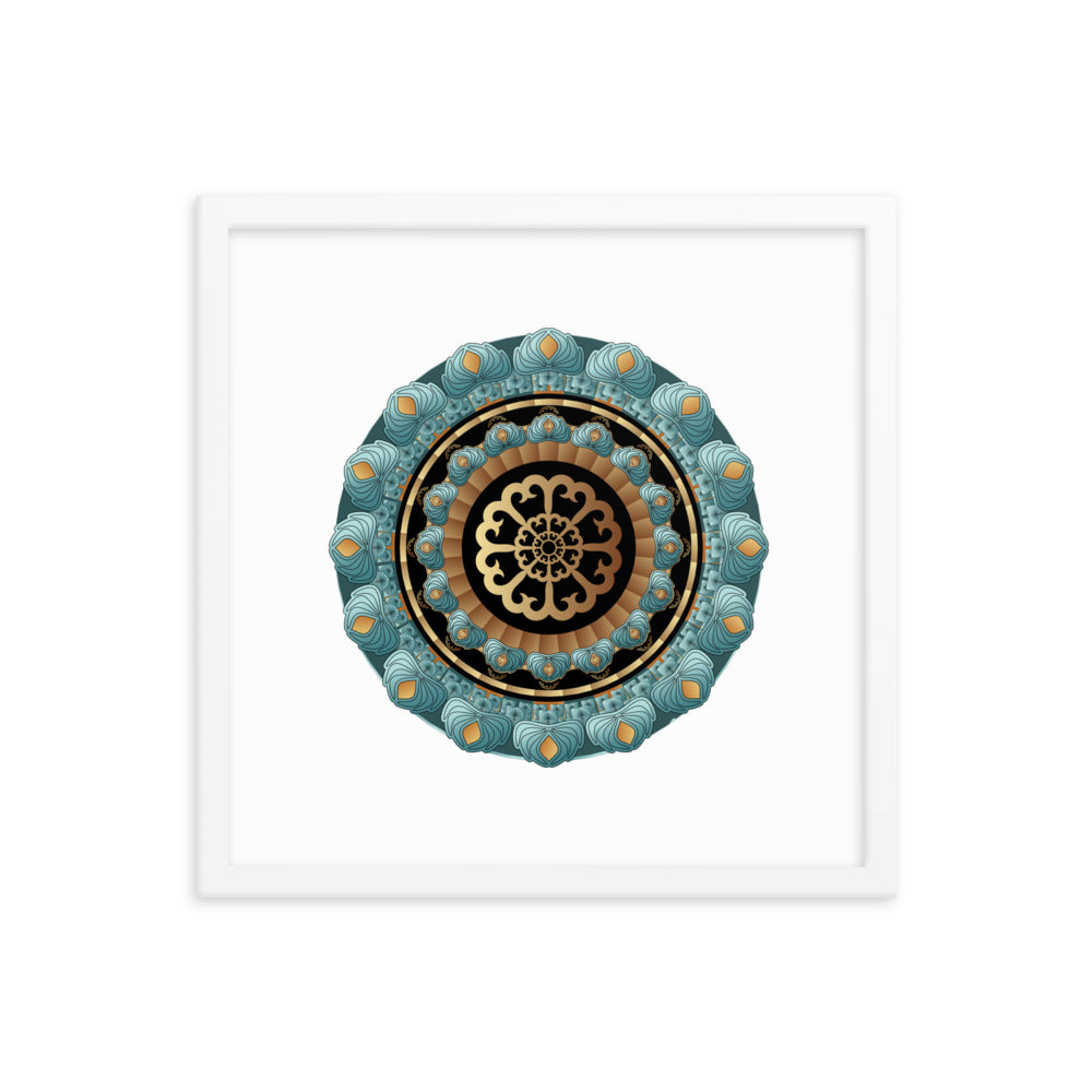 Framed poster Kuklos No 4440 Mandala Aqua - Gold Free Shipping