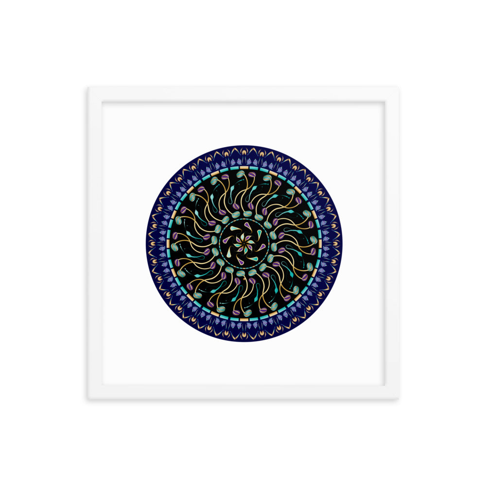 Framed poster Kuklos No 4488 Mandala Aqua - Gold Free Shipping