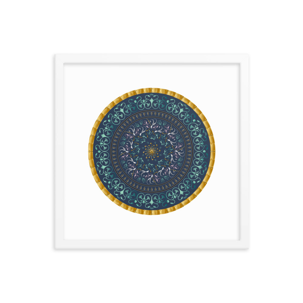 Framed poster Kuklos No 4495 Mandala Aqua - Gold Free Shipping