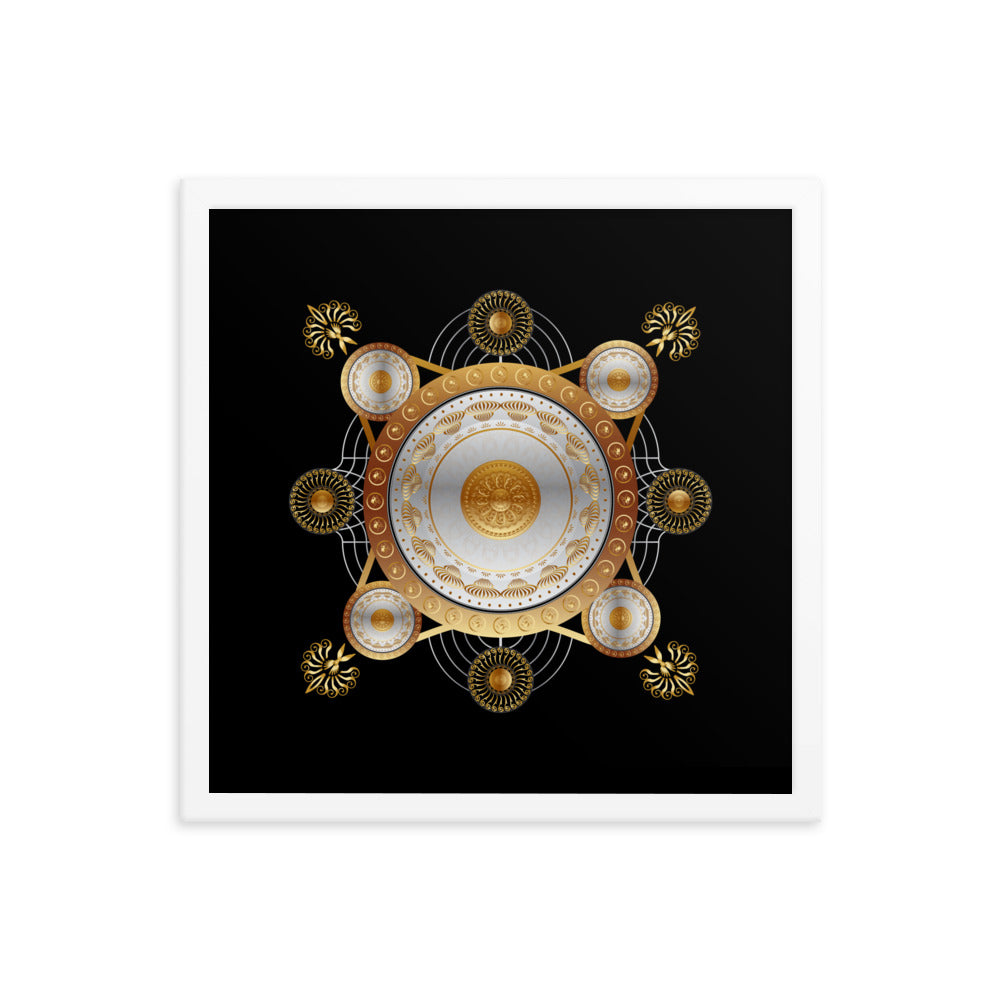 Framed Poster Kuklos No 4029 Mandala Silver - Gold Free Shipping