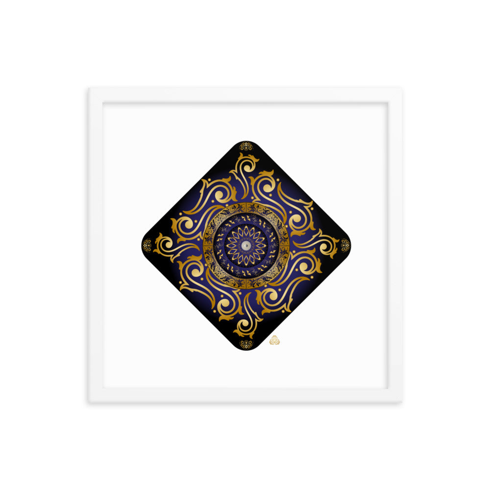 Framed Poster Kuklos No 4089 Mandala Dark Navy Blue- Gold Free Shipping