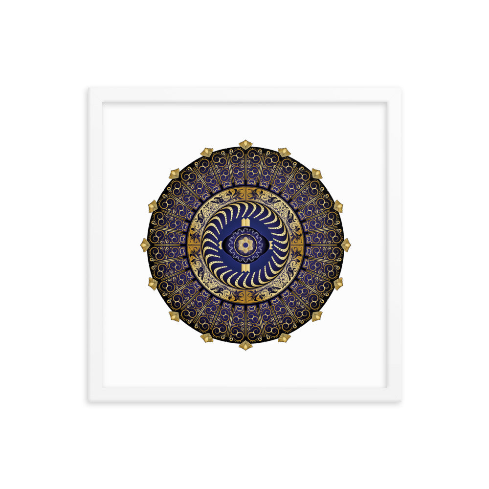 Framed Poster Circulosity No 2987 Mandala Navy - Gold Free Shipping