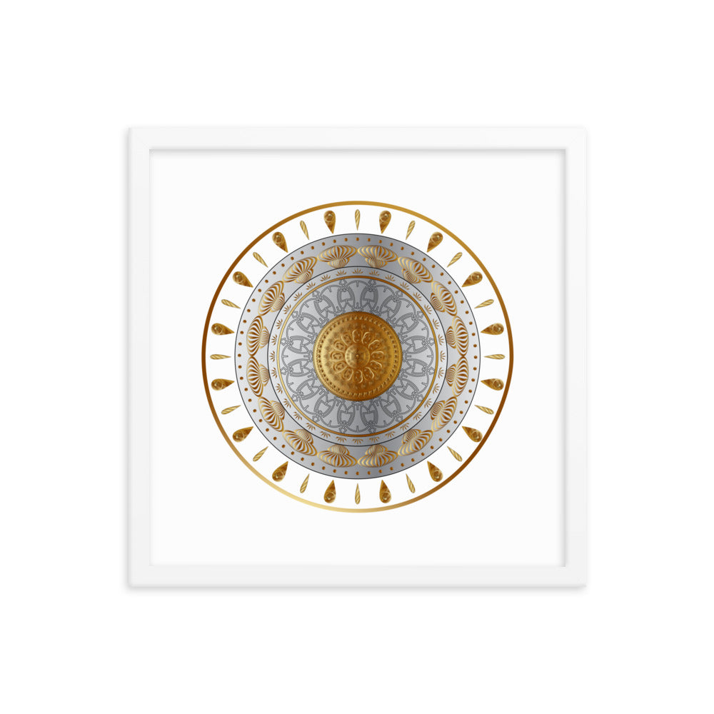 Framed Poster Circumplexical No 3531 Mandala Aqua - Gold Free Shipping