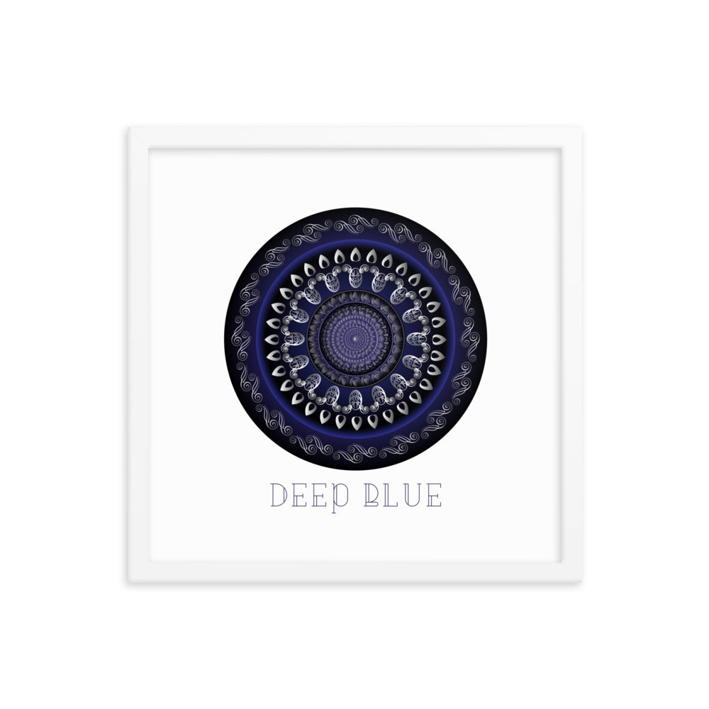 Framed Poster Circumplexical No 3761 Mandala Silver - Navy Free Shipping