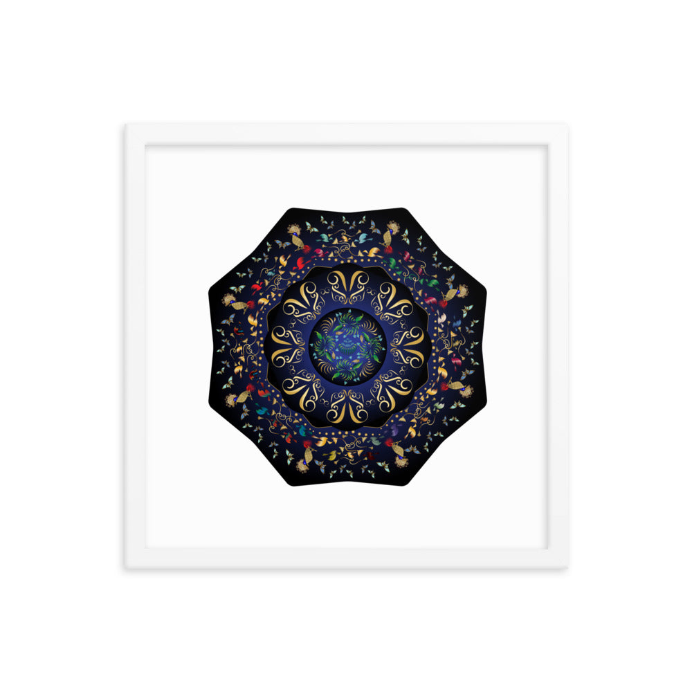 Framed Poster Circumplexical No 3796 Mandala Navy - Gold Free Shipping