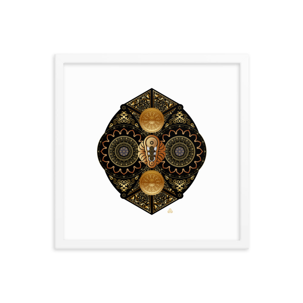 Framed Poster Circumplexical No 3927 Intricate Mandala Black - Gold Free Shipping