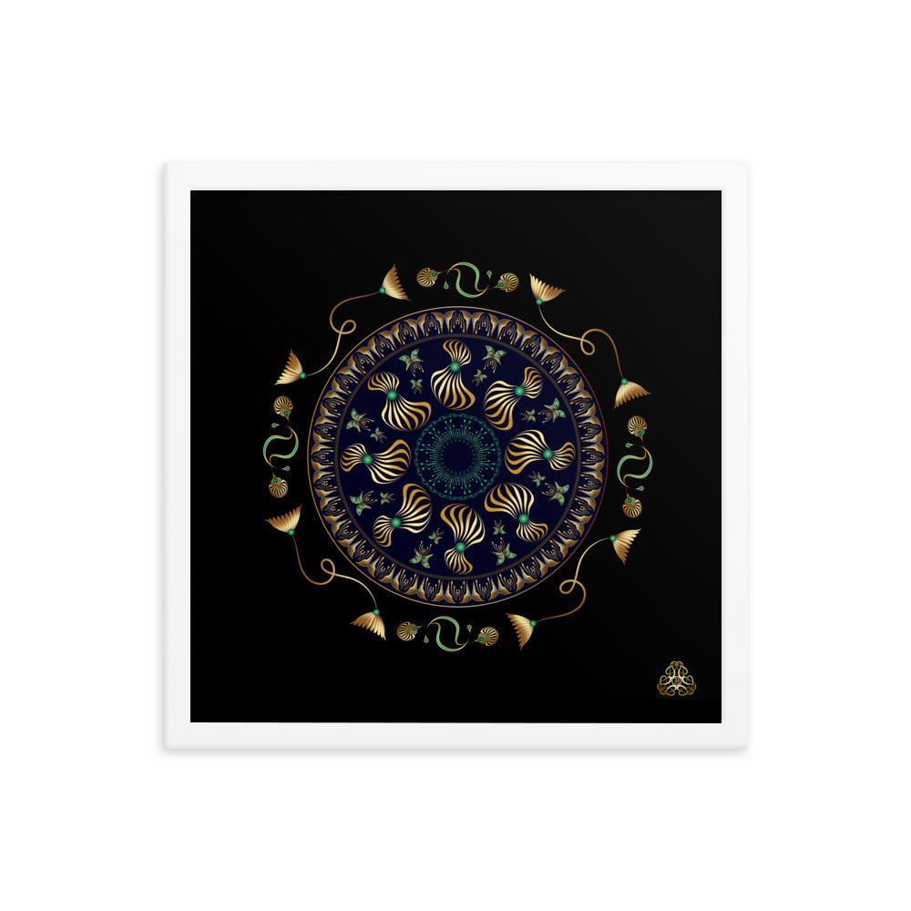 Framed Poster Kuklos No 4315 Intricate Mandala Black - Gold Free Shipping