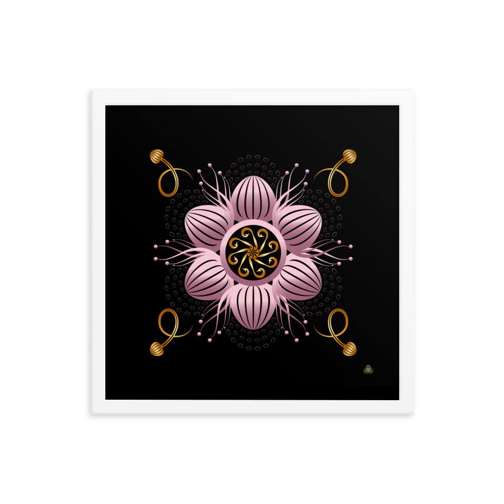 Framed Poster Kuklos No 4404 abstract Mandala Black - Gold - Pink Free Shipping