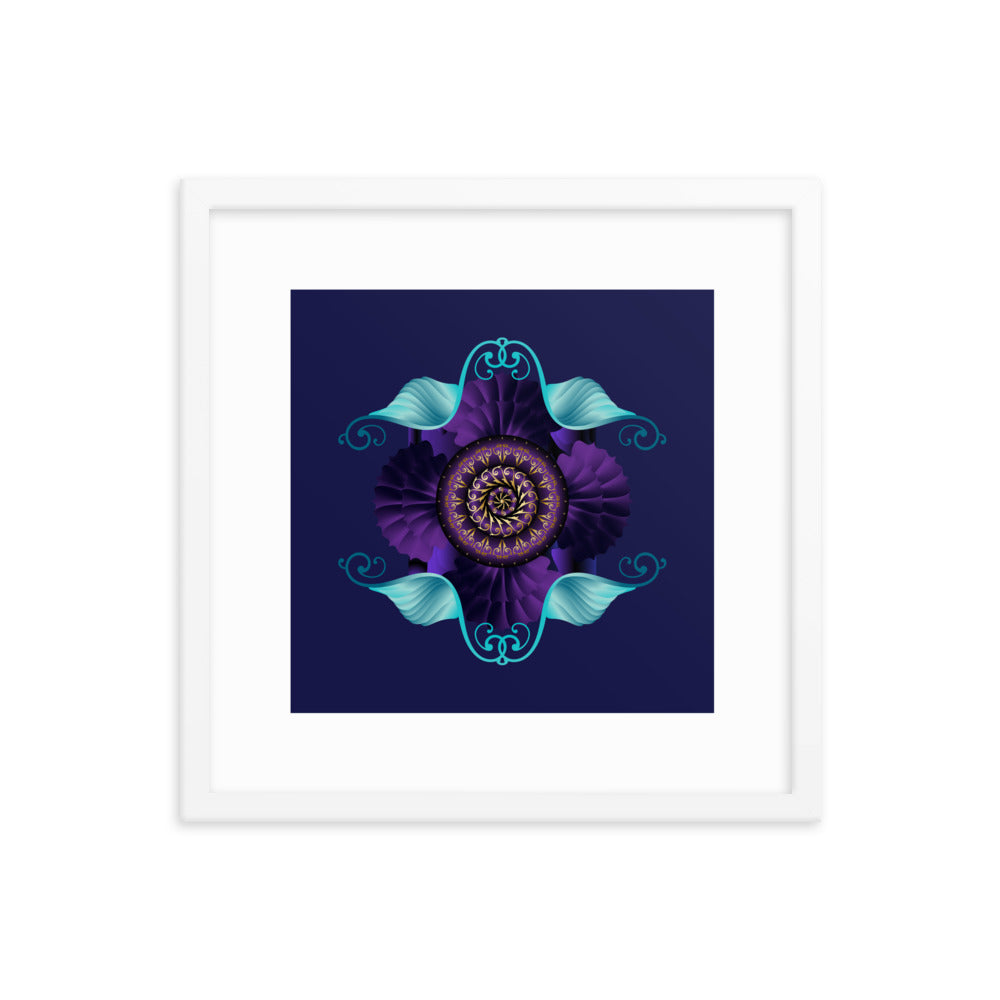 Framed Poster Kuklos No 4364 Mandala Aqua - Purple - Gold Free Shipping