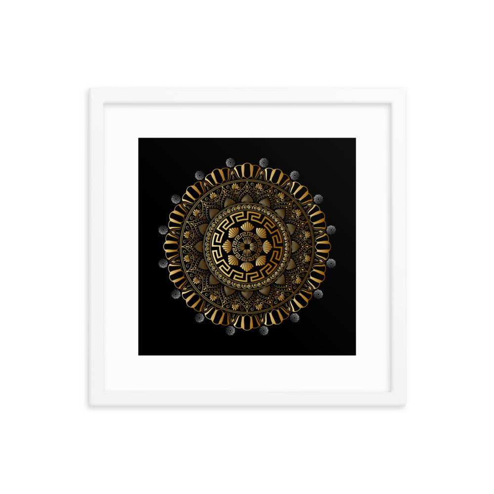 Framed Poster Kuklos No 4354 Mandala Black - Gold Free Shipping