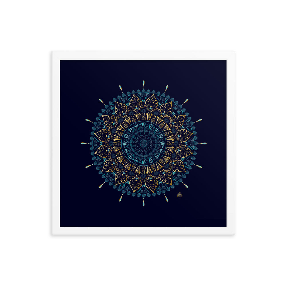 Framed Poster Kuklos No 4331 Mandala Aqua - Gold Free Shipping