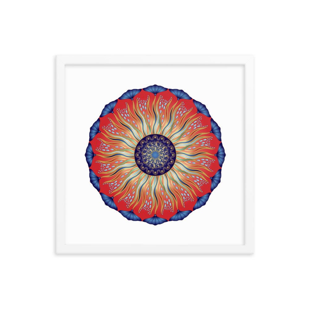 Framed Poster Circularium No 2627 Mandala Navy - Red - Gold Free Shipping