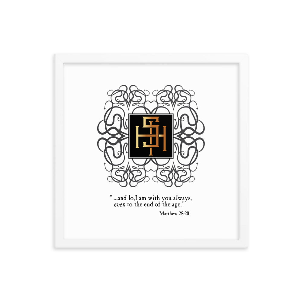 Framed poster IHS Christogram - Matthew 28:20 Free Shipping