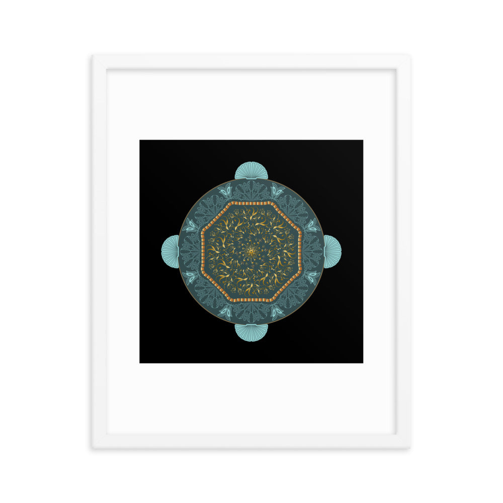 Framed poster Kuklos No 4484 Mandala Gold - Aqua Free Shipping