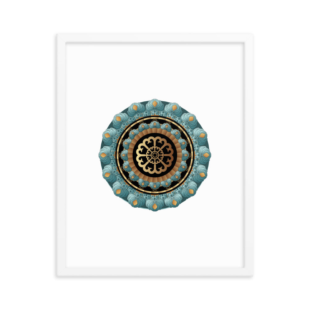 Framed poster Kuklos No 4440 Mandala Aqua - Gold Free Shipping