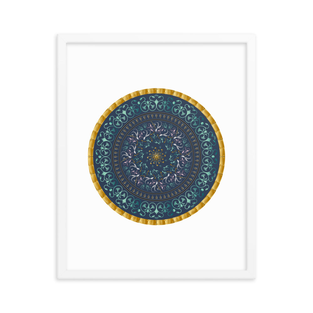 Framed poster Kuklos No 4495 Mandala Aqua - Gold Free Shipping