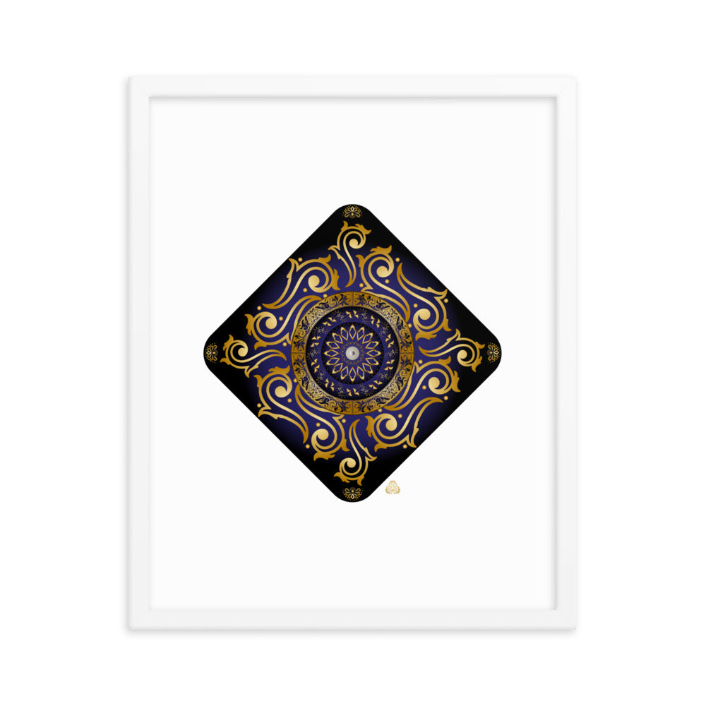 Framed Poster Kuklos No 4089 Mandala Dark Navy Blue- Gold Free Shipping