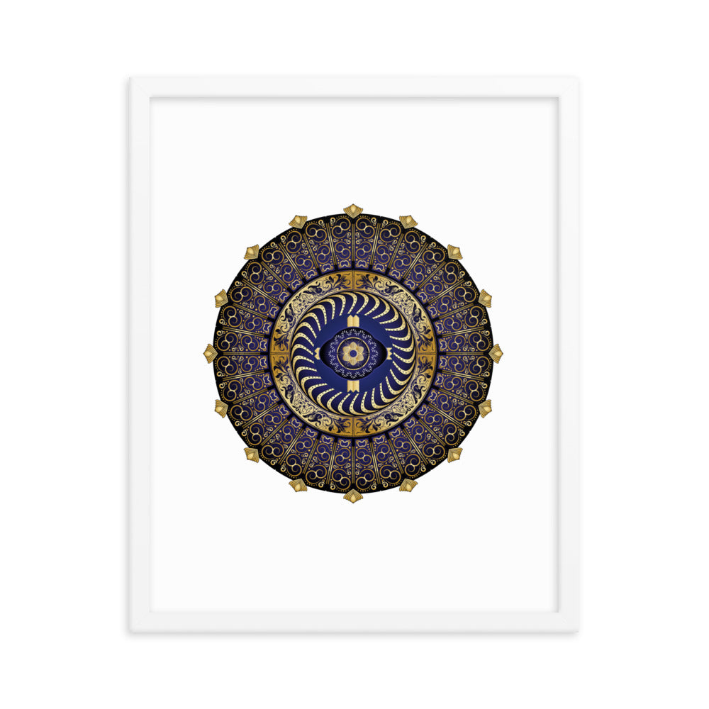 Framed Poster Circulosity No 2987 Mandala Navy - Gold Free Shipping