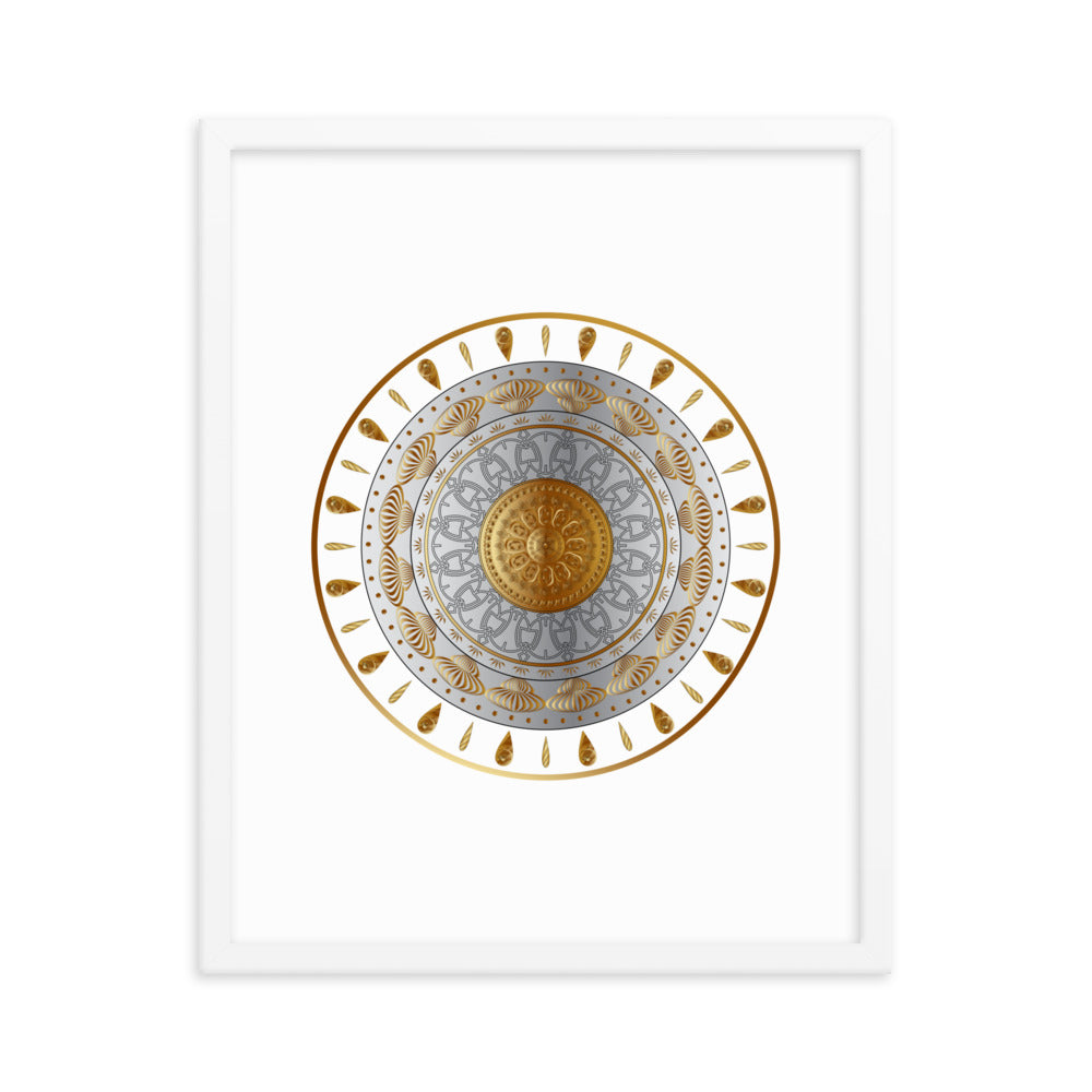 Framed Poster Circumplexical No 3531 Mandala Aqua - Gold Free Shipping