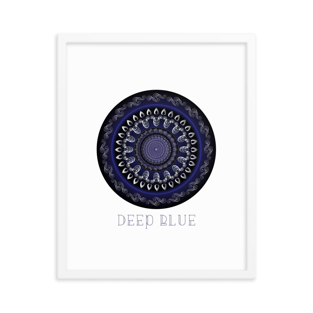 Framed Poster Circumplexical No 3761 Mandala Silver - Navy Free Shipping