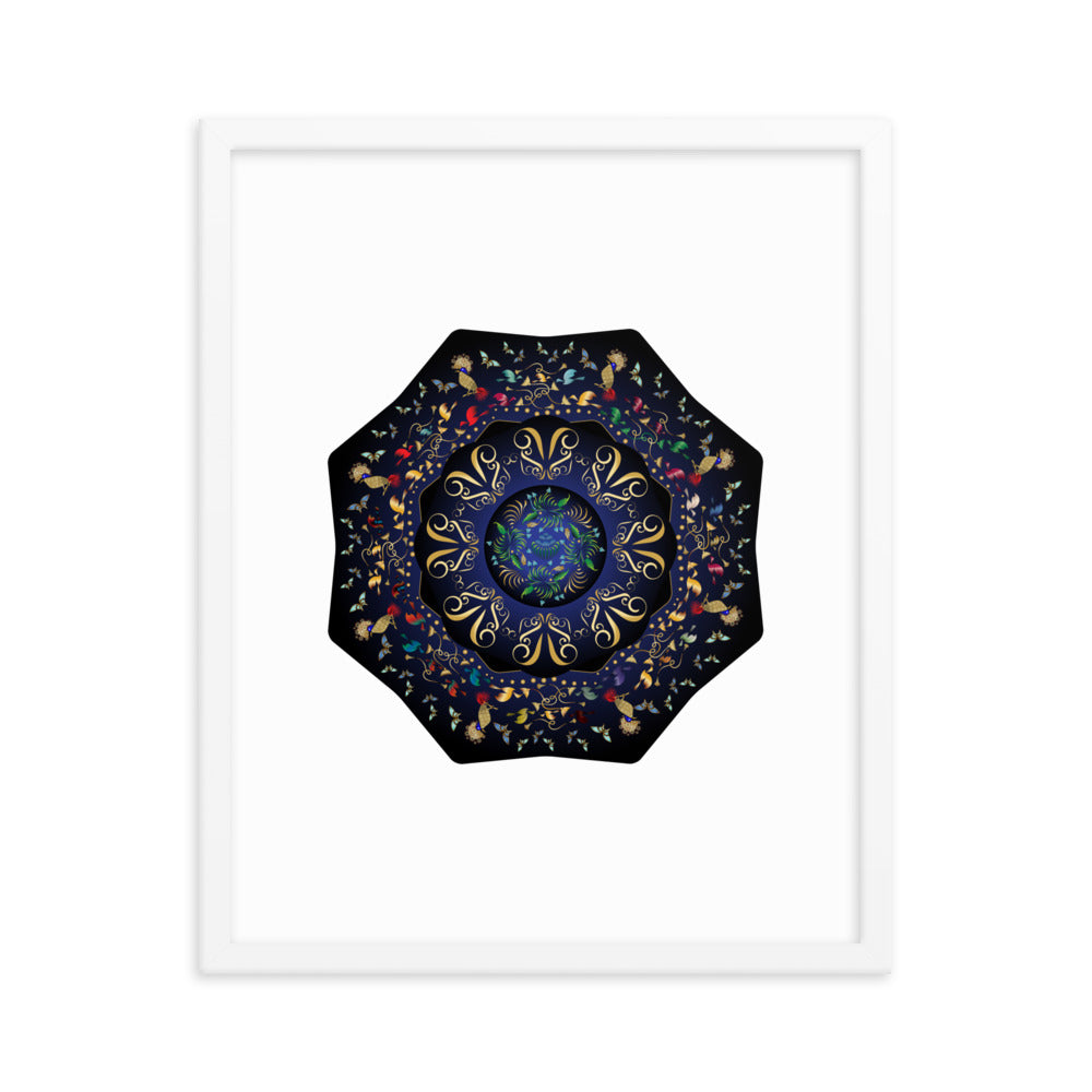 Framed Poster Circumplexical No 3796 Mandala Navy - Gold Free Shipping